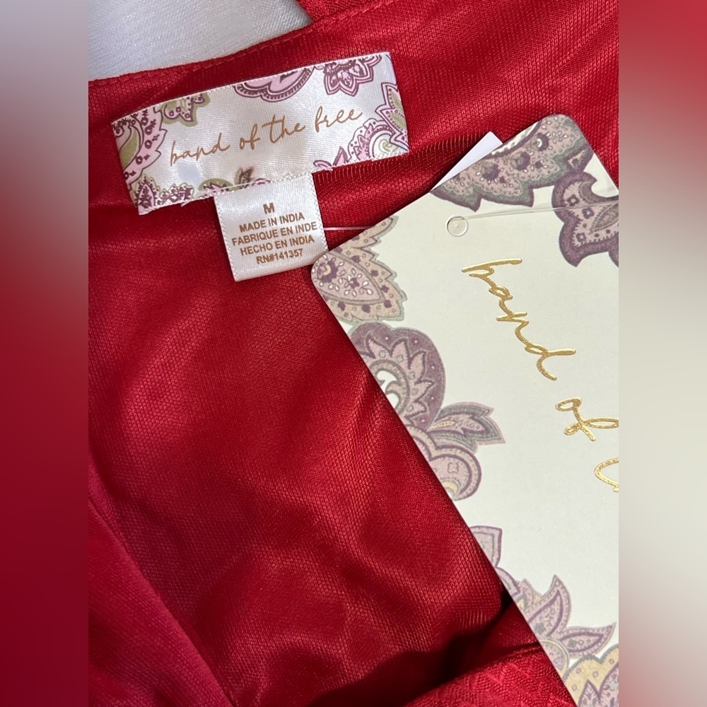 Band Of The Free JOSETTE RED PUFF SLEEVE MINI DRESS Size Medium - Picture 8 of 10